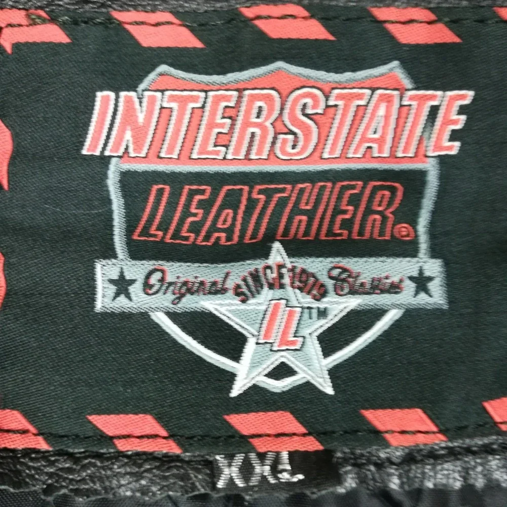 Interstate Mens Jacket Leather Black Motorcycle Full Zip Lined XXL